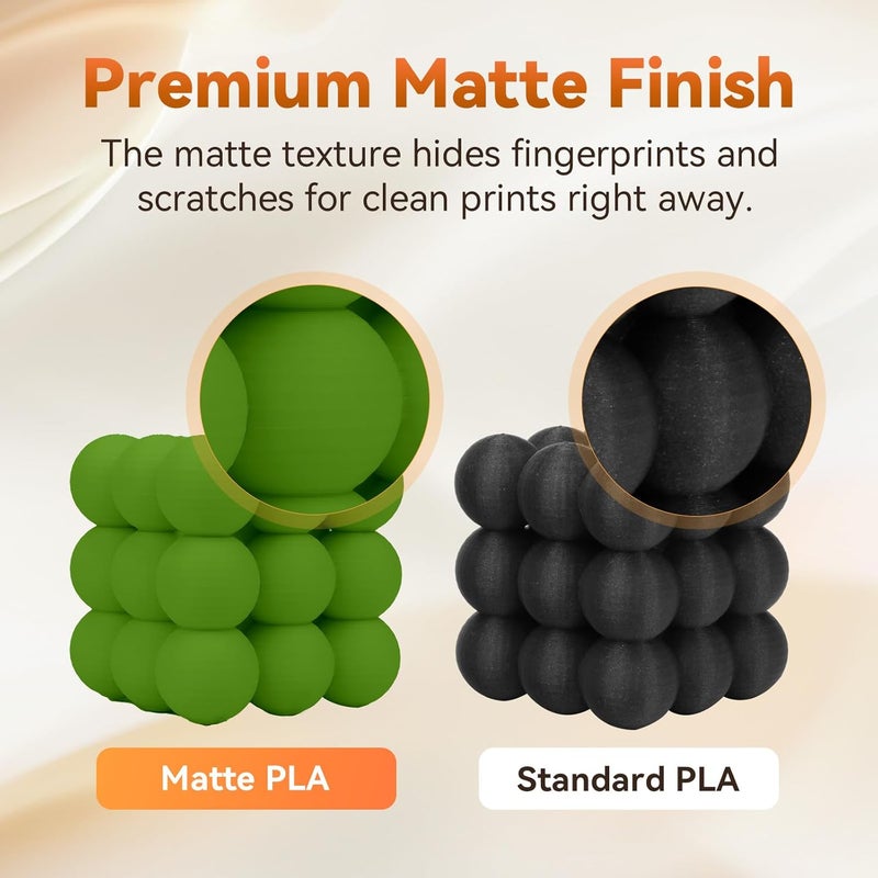 FLASHFORGE خيوط PLA 1.75 مم +/- 0.02 مم، خيوط طابعة ثلاثية الأبعاد باللون الأخضر غير اللامع 1 كجم (2.2 رطل) لفافة، أداء طباعة ممتاز، سهل الاستخدام لمعظم طابعات FDM ثلاثية الأبعاد - Image 4
